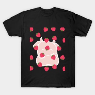 Strawberry Cow Pattern, Cute , Cartoon T-Shirt